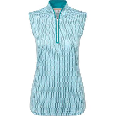 FootJoy Ladies Zip Front Tank Printed Blue - White - Peach